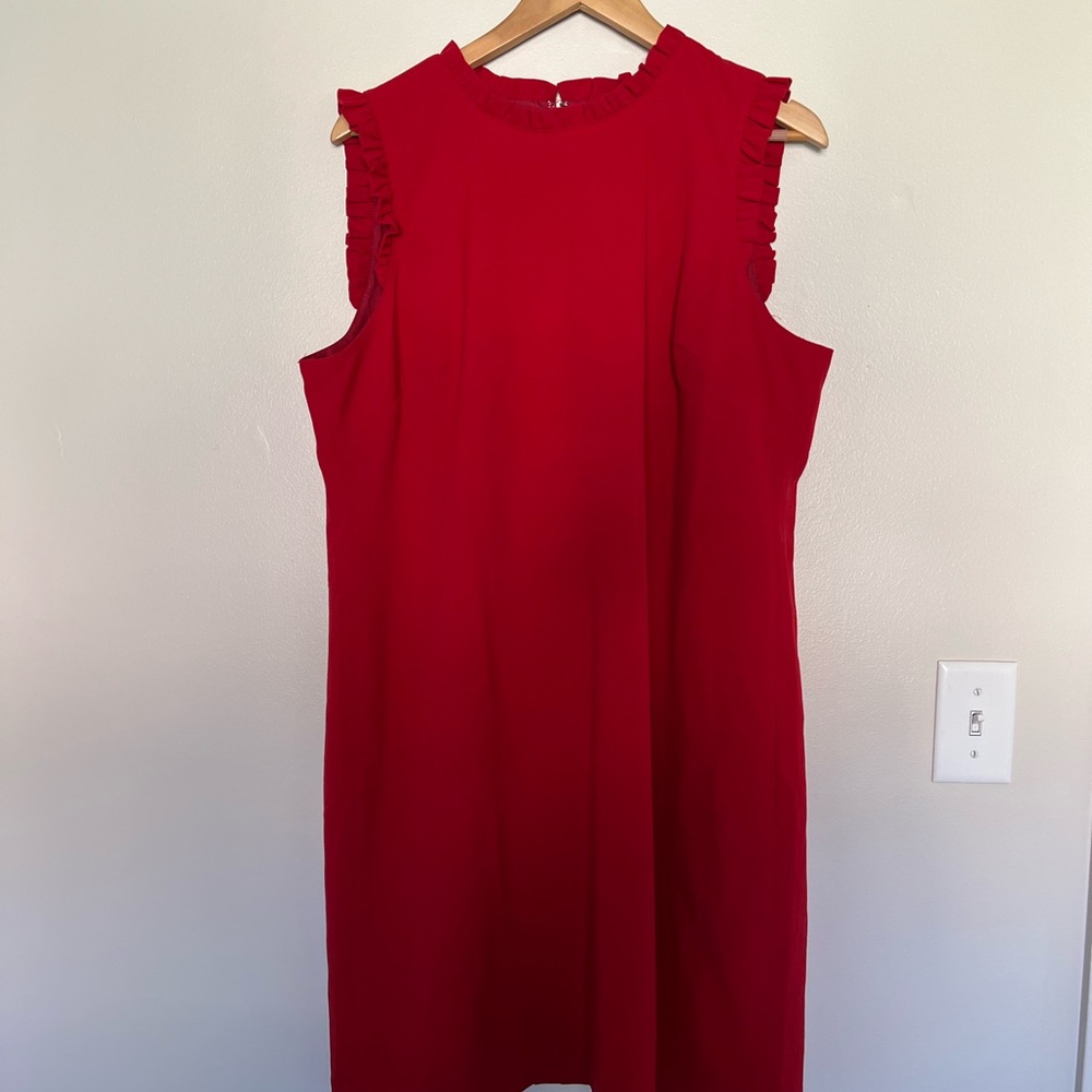 J. Crew Red Ruffle-Trim Mini Dress